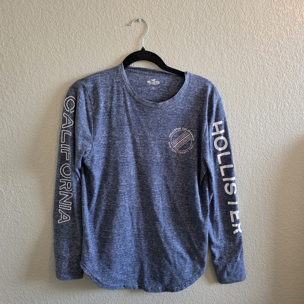 Hollister Blue Heathered Long Sleeve Shirt